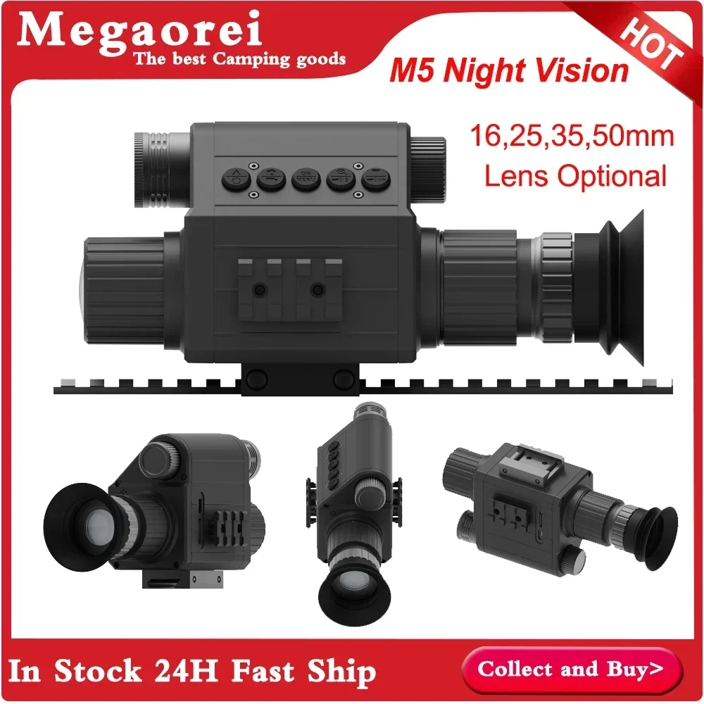 

2024 Megaorei M5 инфракрасный прицел ночного видения цифровой Монокуляр ночного видения 1-4X зум встроенный оптический прицел