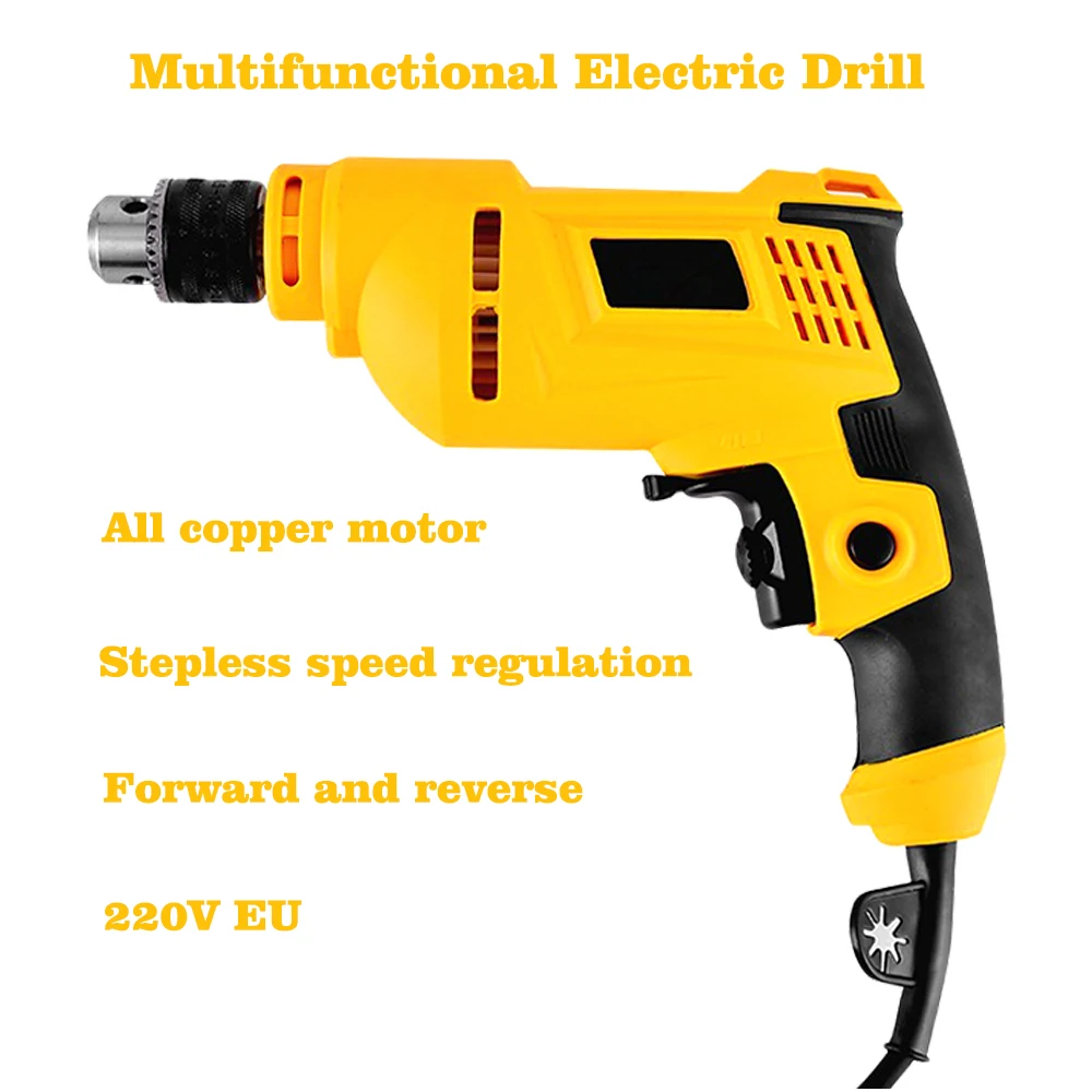 

Multifunctional Electric Drill 10MM Household Pistol Drill Stepless Speed Regulation Control Electric Hand Drill 220V Power Tool