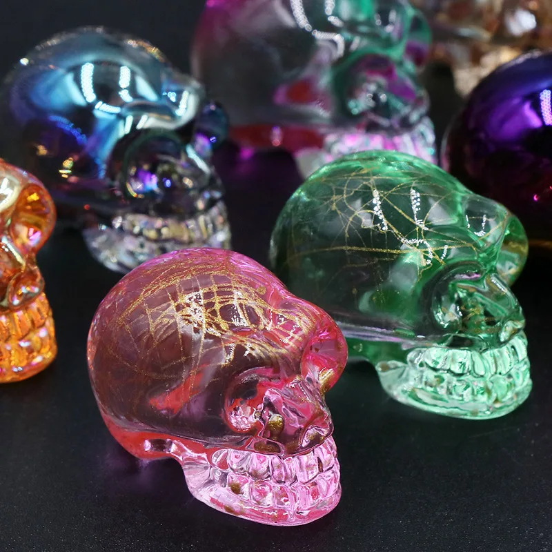 

Skull Statues Healing Crystal Head Cranium Figurine, Halloween Decoration,Carved Gemstone, Home, Office, Room Decor Gifts, 21x18
