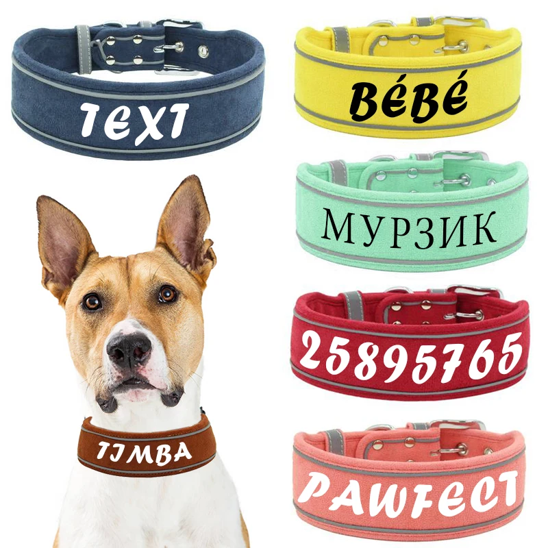 Wide Dog Collar Personalized Customize Soft Leather Padded Necklace Pet ID Print Name Collars Small Medium Large Dogs
Wide Dog Collar Personalized Customize Soft Leather Padded Necklace Pet ID Print Name Collars Small Medium Large Dogs