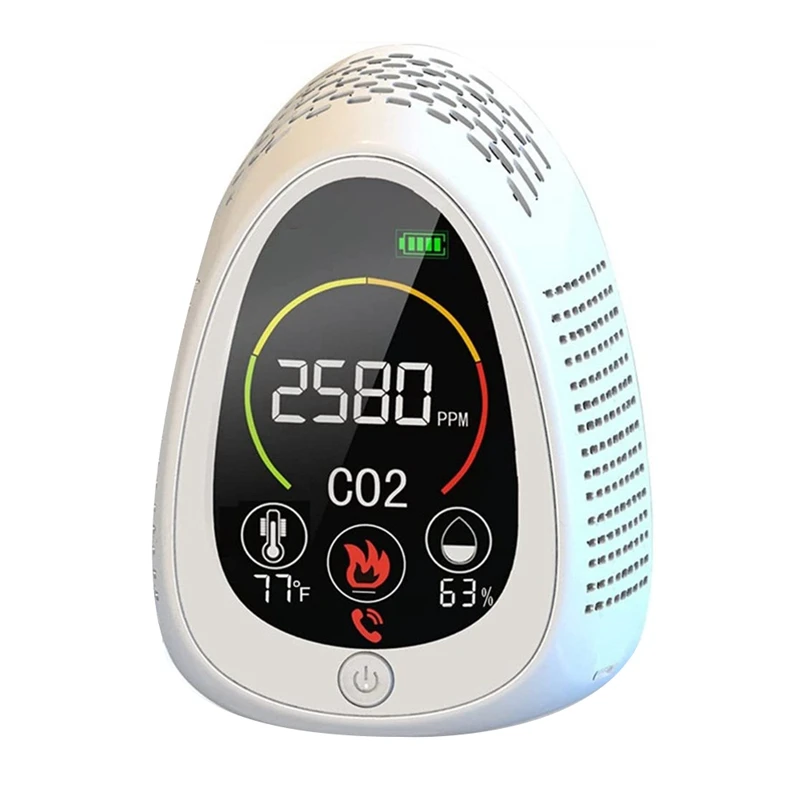 

1 PCS 4 In 1 Smoke Alarm+Co2+Humidity+Temperature Multifunction Meter Co2 Detector Air Quality Monitor Hygrometer White