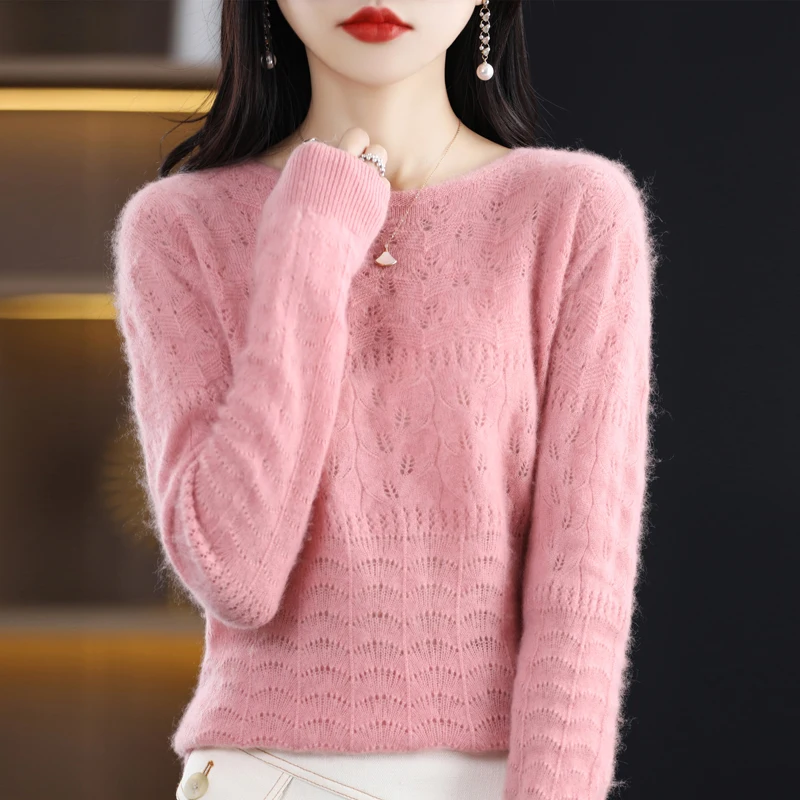 100% wool cashmere sweater women's jacquard openwork seamless knitted pullover soft round neck high-grade sweater
100% wool cashmere sweater women's jacquard openwork seamless knitted pullover soft round neck high-grade sweater