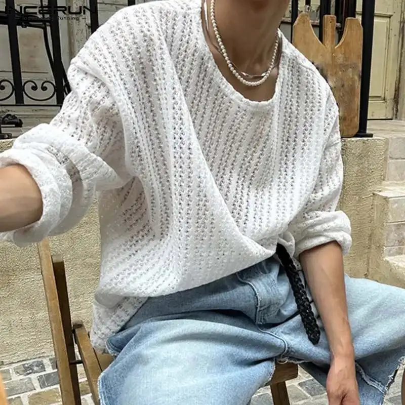 Men T Shirts Solid Hollow Out O-neck Long Sleeve Korean Casual Men Clothing Streetwear Loose Sexy Fashion Tee Tops S-5XL INCERUN
Men T Shirts Solid Hollow Out O-neck Long Sleeve Korean Casual Men Clothing Streetwear Loose Sexy Fashion Tee Tops S-5XL INCERUN