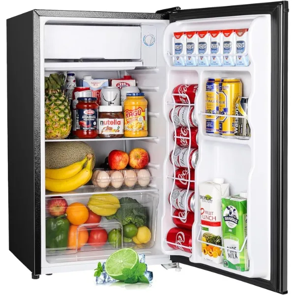 

Upstreman 3.2 Cu.Ft Mini Fridge with Freezer, Energy Saving, Low Noise, Adjustable Thermostat, Single Door Mini Fridge