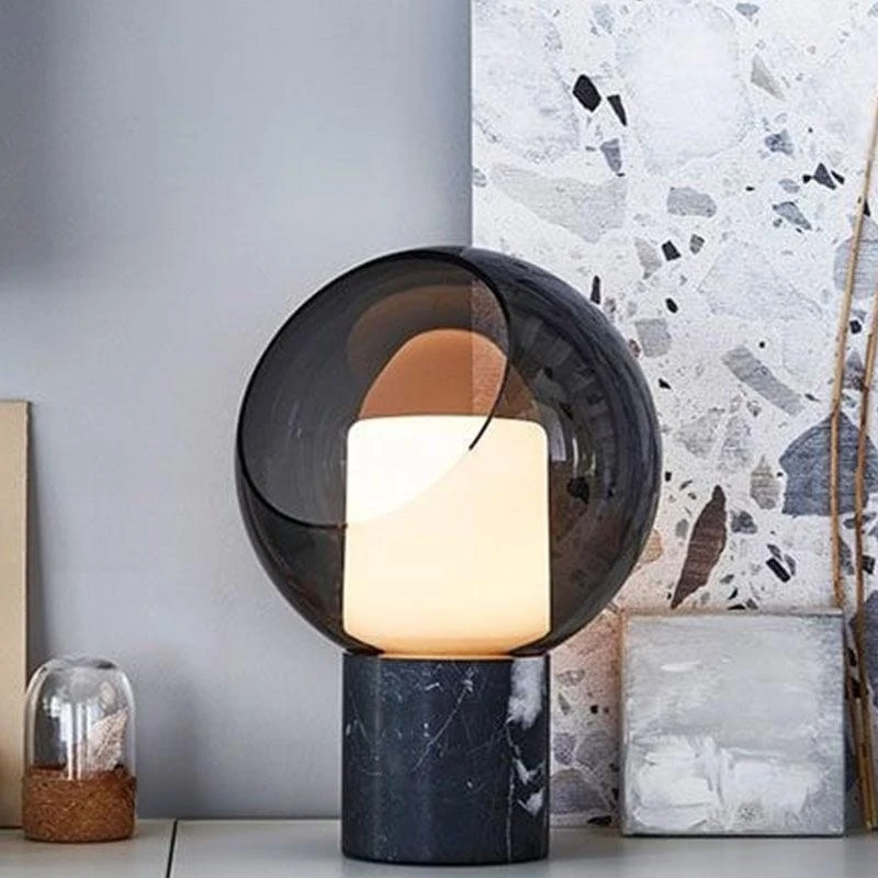 

Modern LED Marble Table Lamp Nordic Dome Evedal Glass Table Lamp For Bedroom Office Hotel Bar Parlor Decor Art Bedside Desk Lamp