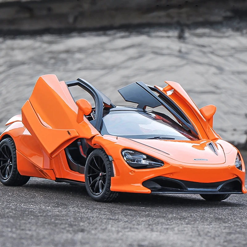 

1:24 McLaren 720S модель спортивного автомобиля из сплава паука, литой звук, Супер гоночный подъемный хвост, популярный автомобиль, колесо для детей, подарки