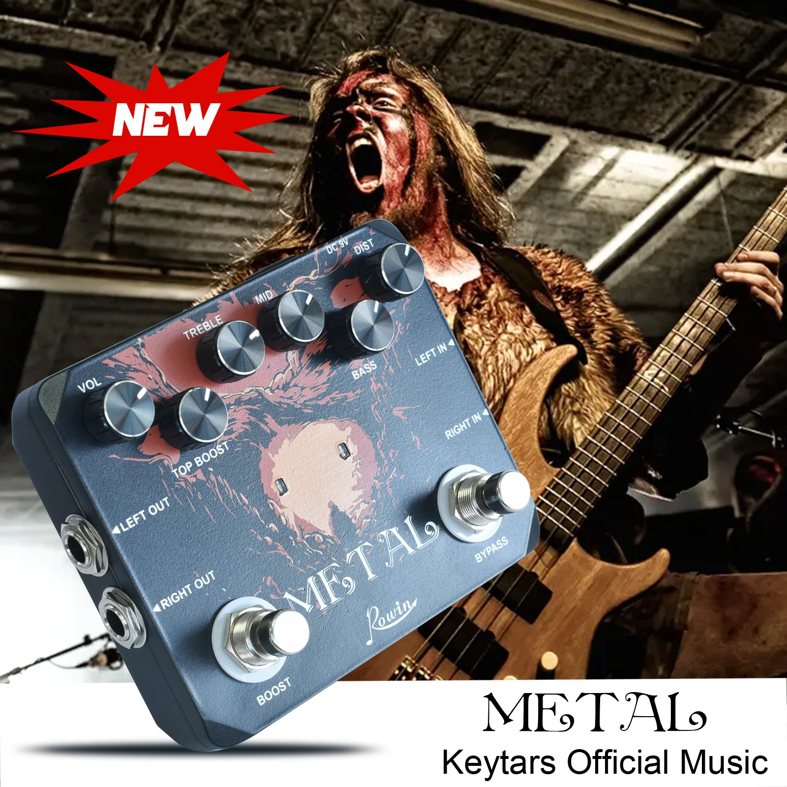 

Rowin LTL-03 Heavy Metal Muff Top Boost Distortion Guitar Effect Pedal Metal Sounds Ture Bypass & Earphone Useable Output