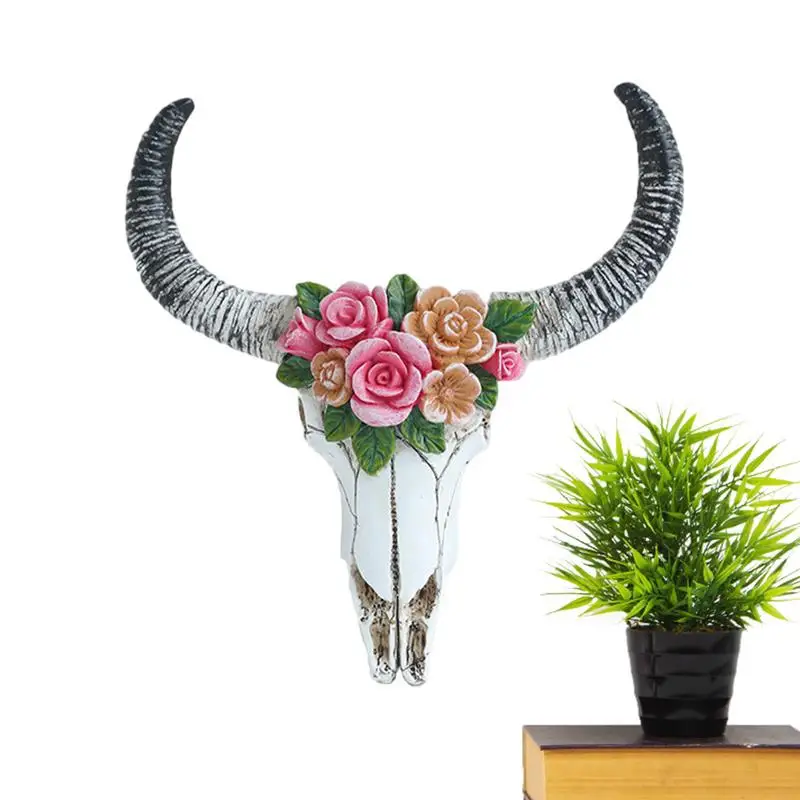 

Настенное украшение в виде животных, цветов, коровы, черепа, 3D скульптура в виде животных, искусственное животное, корова, череп в западном стиле, богемный череп, настенное крепление