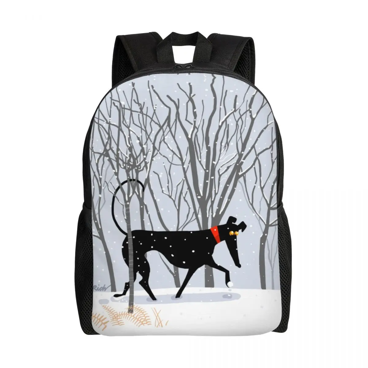 

Winter Hound Travel Backpack Men Women School Computer Bookbag Greyhound Whippet Sighthound Dog College Student Daypack Bags