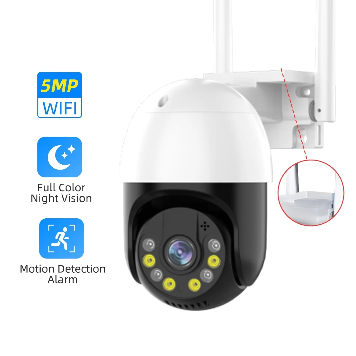 

New 5MP PTZ WIFI IP Camera Outdoor 4X Digital Zoom Night Full Color Wireless H.265 P2P Security CCTV Camera Two Way Speak Audio