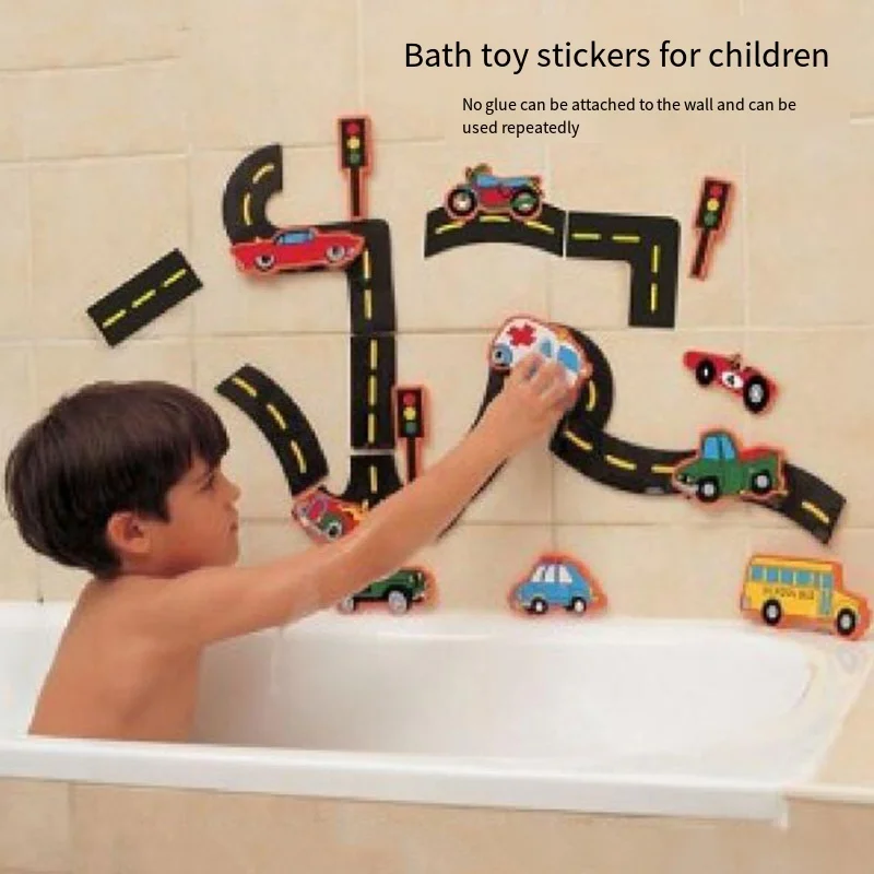 Bathroom Stickers Rail Traffic Vehicle Bath Toys Soft EVA City Puzzle Toy Early Educational Suction Up Bathing Toys for Children
Bathroom Stickers Rail Traffic Vehicle Bath Toys Soft EVA City Puzzle Toy Early Educational Suction Up Bathing Toys for Children
