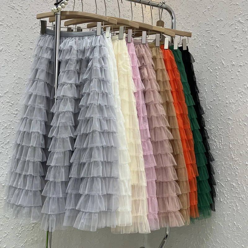 Maxi Ruffles Skirt Sweet Beach Tulle Skirts Women Vintage Long Multi Layer High Elastic Waist Skirt Fairy Elegant Ball Gown N995
Maxi Ruffles Skirt Sweet Beach Tulle Skirts Women Vintage Long Multi Layer High Elastic Waist Skirt Fairy Elegant Ball Gown N995