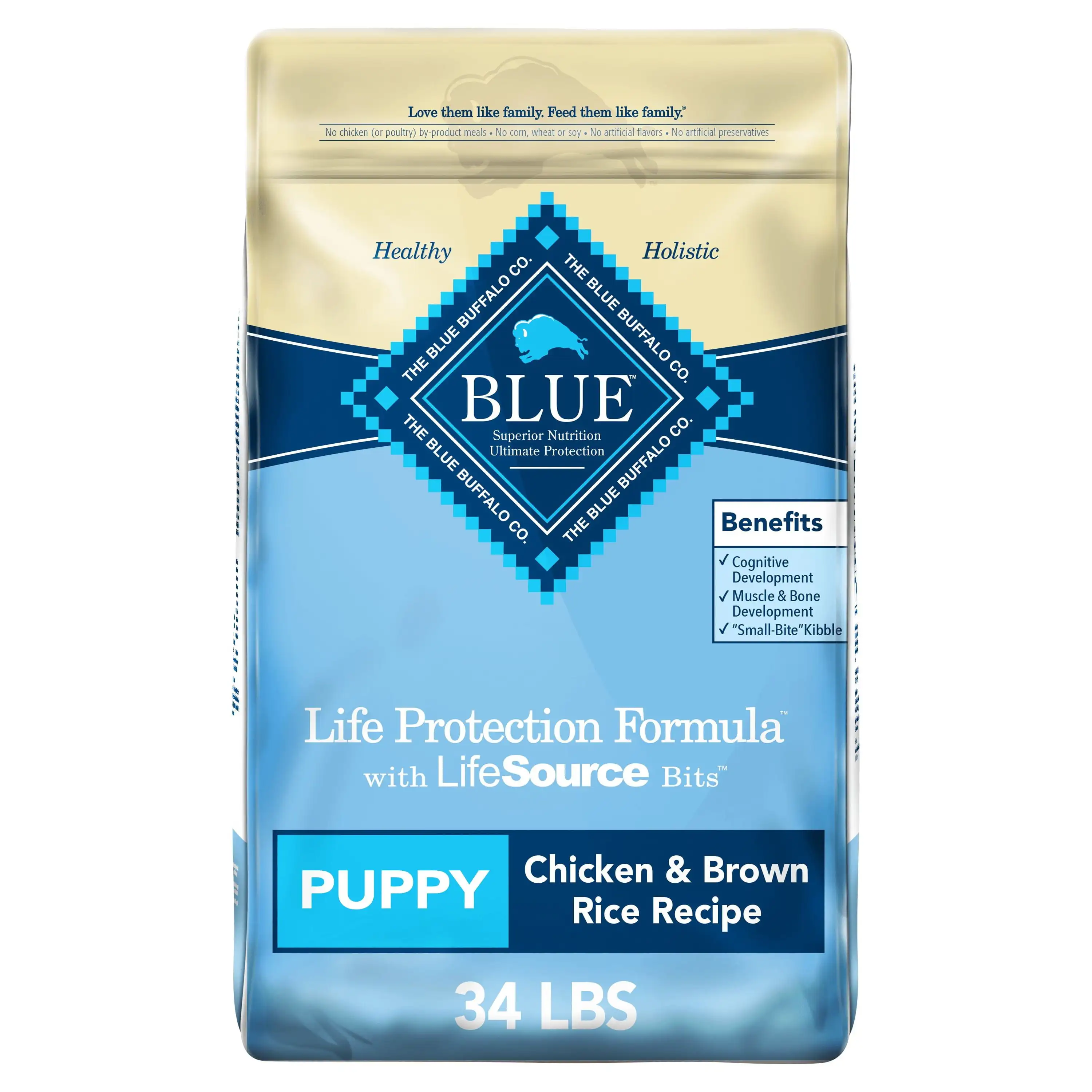 Формула «Blue Buffalo Life» для защиты от курицы и коричневого риса, сухой корм для щенков, цельная зернистая, сумка 34 фунта
Формула «Blue Buffalo Life» для защиты от курицы и коричневого риса, сухой корм для щенков, цельная зернистая, сумка 34 фунта