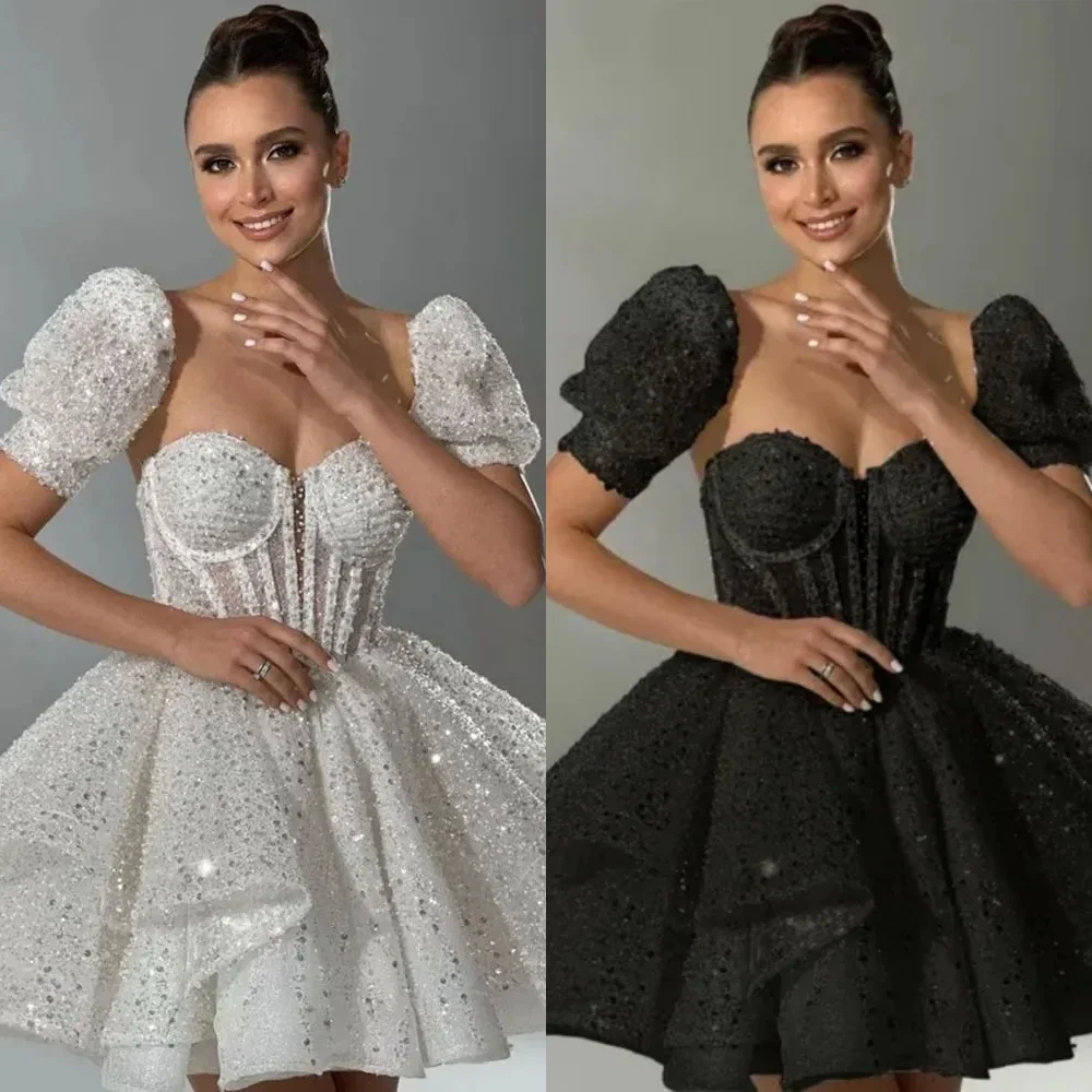 

Prom Dress Sequin Beading Ruched Cocktail Party A-line Sweetheart Bespoke Occasion Gown Mini Dresses Saudi Arabia Evening