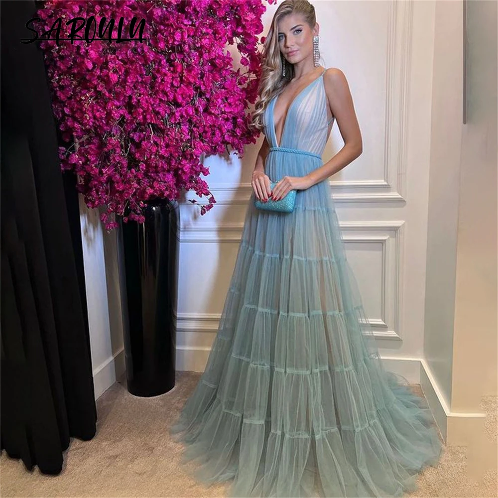 Charming Prom Dress Sky Blue A Line Party Dresses Custom Size vestidos de noche Spaghetti Strap V Neck Evening Dress Pleat
Charming Prom Dress Sky Blue A Line Party Dresses Custom Size vestidos de noche Spaghetti Strap V Neck Evening Dress Pleat