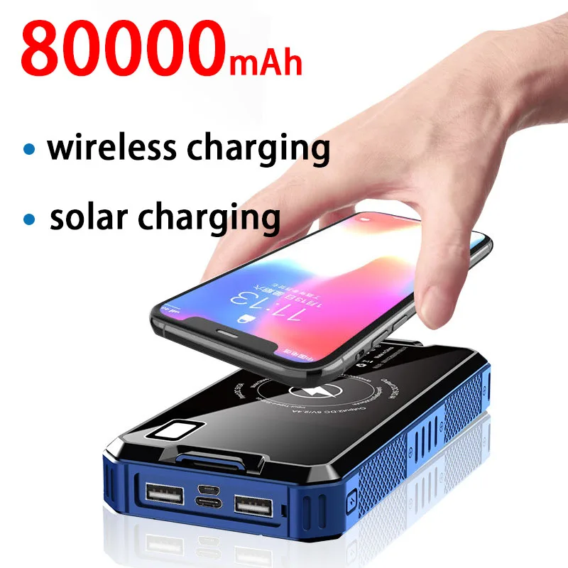 To 80000mAh Solar Panel Wireless Charging Power Bank Fast Charging External Battery With Flashlight for iPhone Samsung Xiami 
To 80000mAh Solar Panel Wireless Charging Power Bank Fast Charging External Battery With Flashlight for iPhone Samsung Xiami
