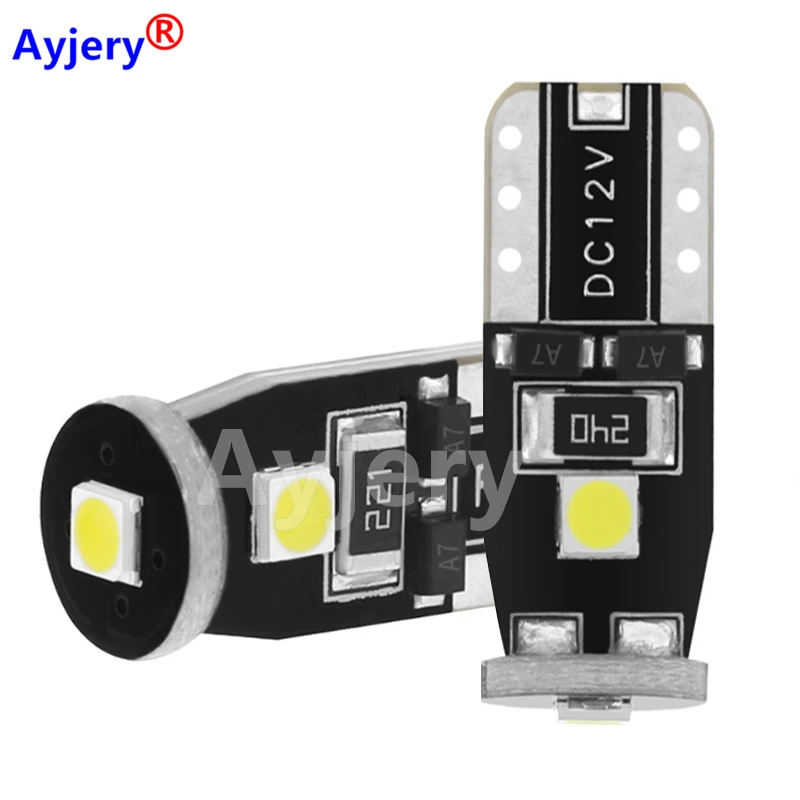 

300PCS 12V Canbus T10 W5W 3 SMD 3030 LED Bulbs Car Interior Map Door License Plate Light Auto Reading Lamps Wedge Side Light