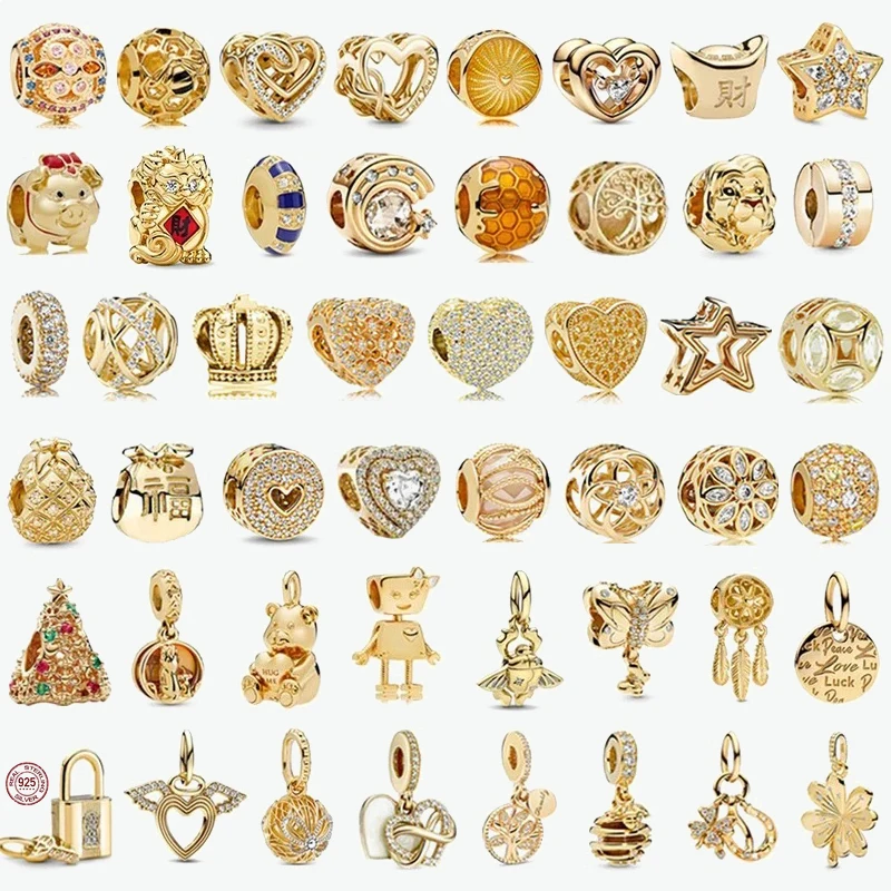 

Женское ювелирное изделие, Золотая серия, в форме сердца, Женская корона, оригинальный браслет Pandora, сделай сам, классические украшения
