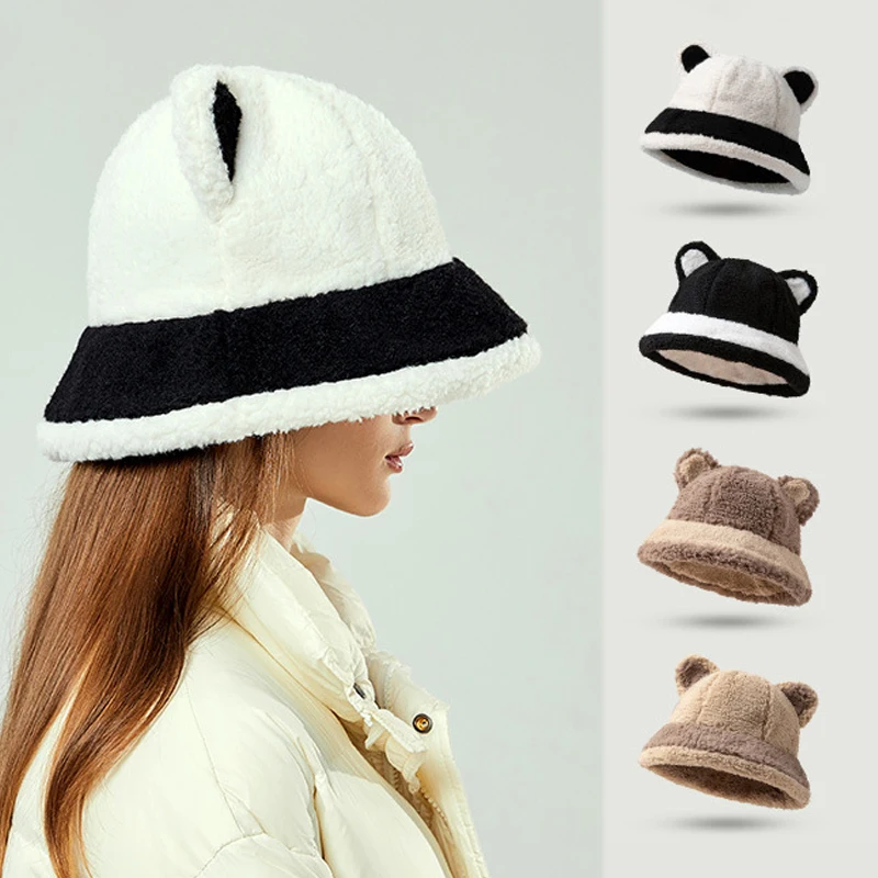 Little Bear Ears Fisherman Hat Plush Thicke Bucket Bonnet Cute Match Color Versatile Basin Cap Winter Warm Windproof Panama Cap
Little Bear Ears Fisherman Hat Plush Thicke Bucket Bonnet Cute Match Color Versatile Basin Cap Winter Warm Windproof Panama Cap
