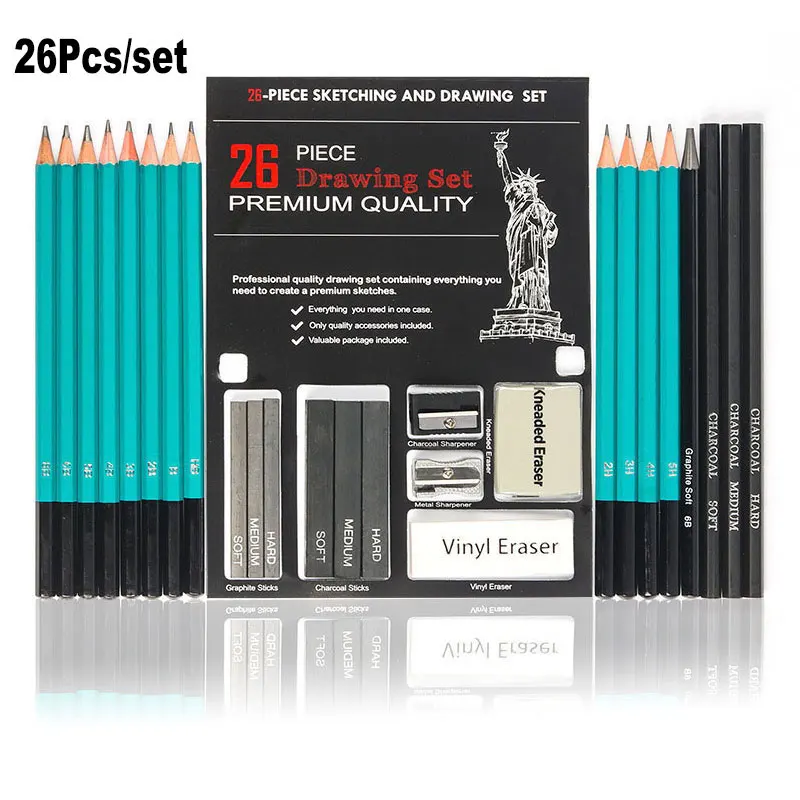Professional 26Pcs 33Pcs 50Pcs Art Set 5H-8B Sketch Drawing Pencil Complete Kits Charcoal Graphite Stick Bar Eraser For Artist
Professional 26Pcs 33Pcs 50Pcs Art Set 5H-8B Sketch Drawing Pencil Complete Kits Charcoal Graphite Stick Bar Eraser For Artist