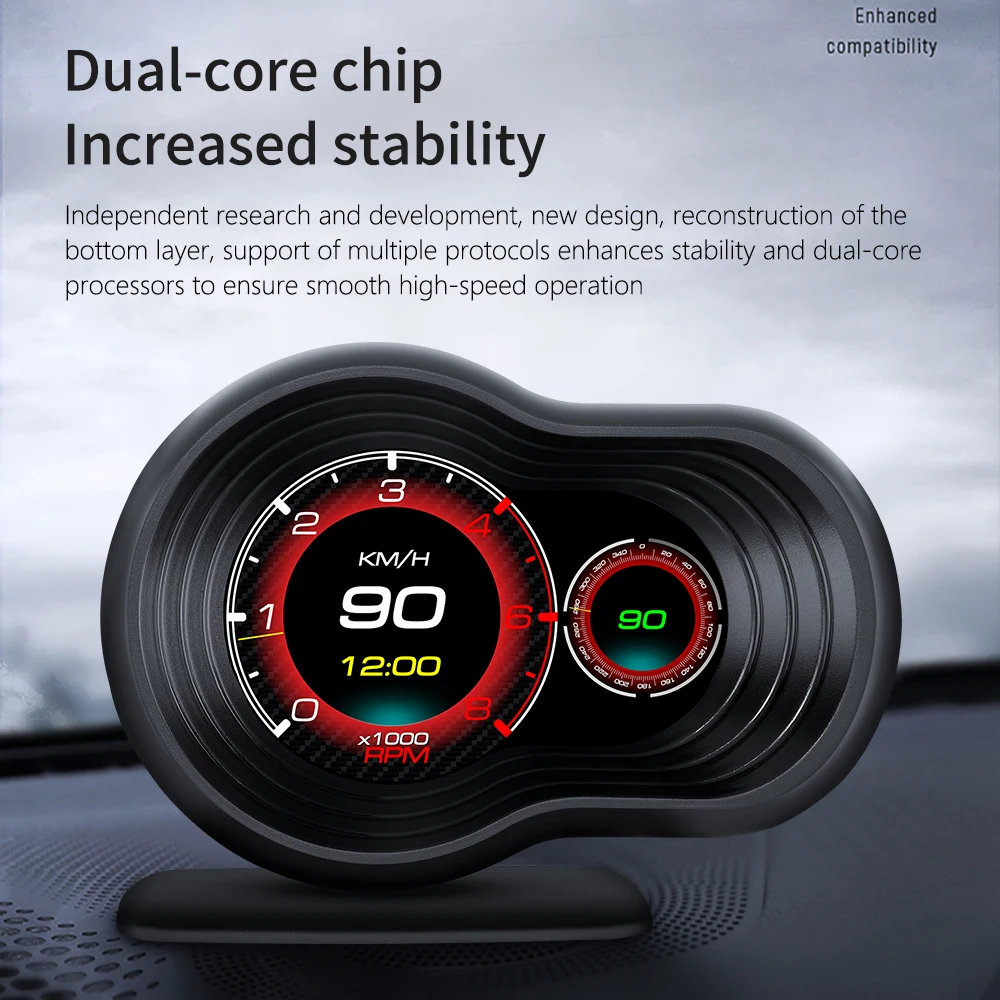 

Новейший дисплей на лобовом стекле, Автомобильный дисплей OBD2 + GPS, умный Автомобильный датчик HUD, цифровой одометр, сигнализация безопасности, температура воды и масла. Об/мин