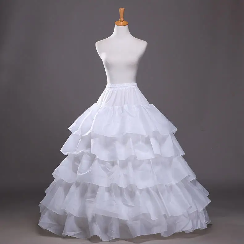 

New Arrivals 4 Hoop Skirt Petticoats Wedding Bridal Dress Accessories Multi Layer Satin Ruffle Underskirt Ball Gown Petticoat