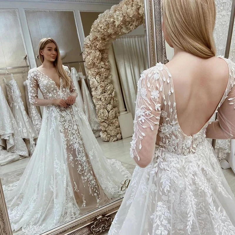 Luxury Detachable 2 In 1 Wedding Dress Embroidered Lace On Net With Train V-neck Sleeveless Vintage Bride Gowns Vestido De Novia
Luxury Detachable 2 In 1 Wedding Dress Embroidered Lace On Net With Train V-neck Sleeveless Vintage Bride Gowns Vestido De Novia