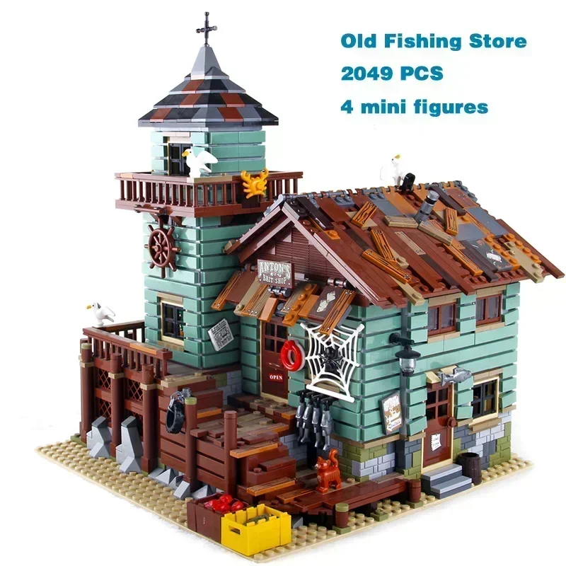 

Рыбацкий старый рыболовный домик, модель магазина, строительные блоки, совместимы с 21310 16050, детский день рождения рождественские игрушки, подарки