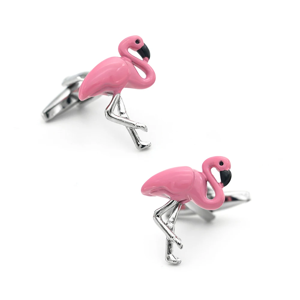 

iGame New Arrival Flamingo Cuff Links Pink Color Bird Design Quality Brass Material Men's Cufflinks Free Shipping