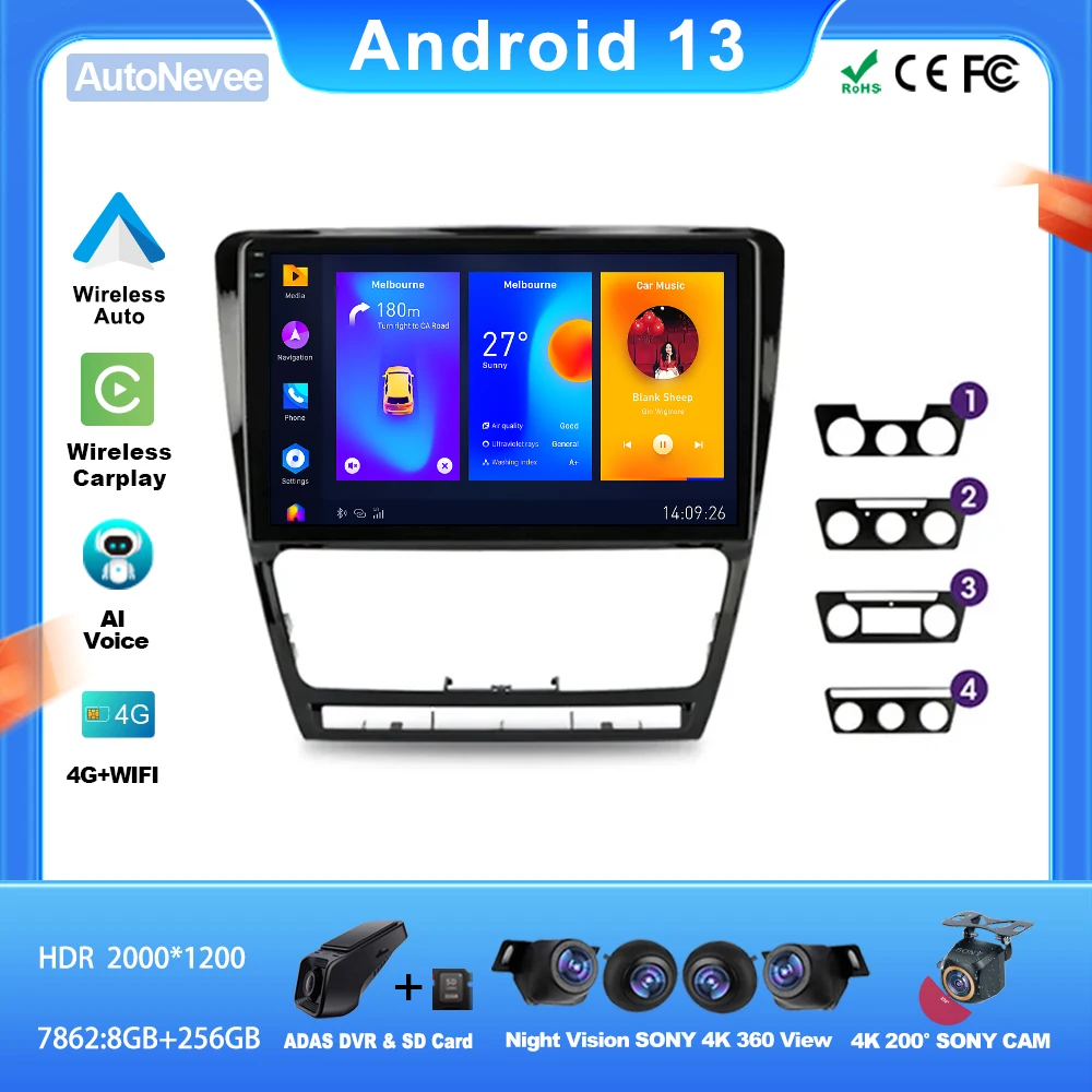 

Android For Skoda Octavia 2 A5 2008 - 2013 Car Multimedia Auto Player Autoradio GPS Video Navigation No 2din DVD HDR QLED Head