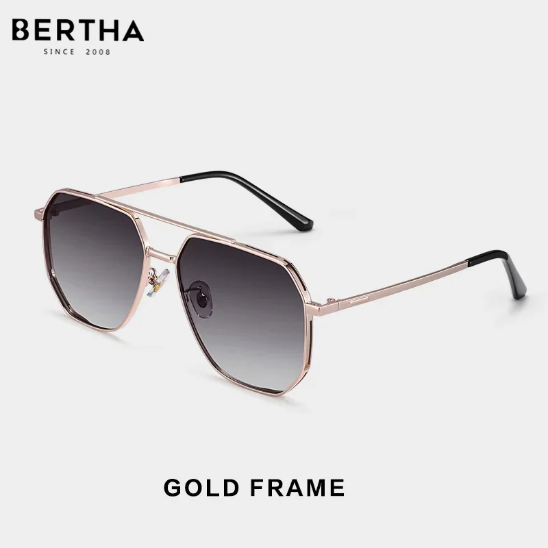 

BERTHA Men's Sunglasses Polarized Retro Pilot Sunglasses Classic Aviator Anti-UV400 Male Driving Eyewear Glasses SP7155