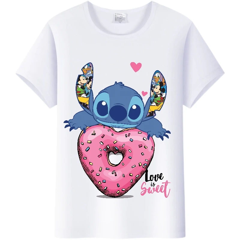 

Cute Disney Cartoon Kawaii Lilo Stitch T Shirt Women Funny Stitch T-shirt Graphic Ladies Tshirt Streetwear 90S Tops Men Tee Gift