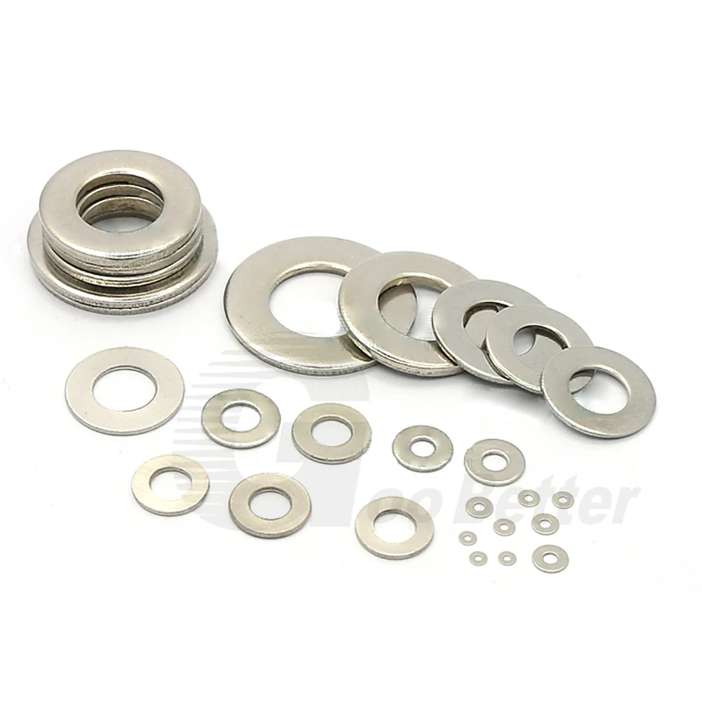 

100Pcs Flat Washer M1.1 M1.2 M1.3 M1.4 M1.5 M1.6 M1.7 M2 M2.5 M3 M3.5 M4 M5 M6 304 Stainless Steel Metal Gasket Plain Washers