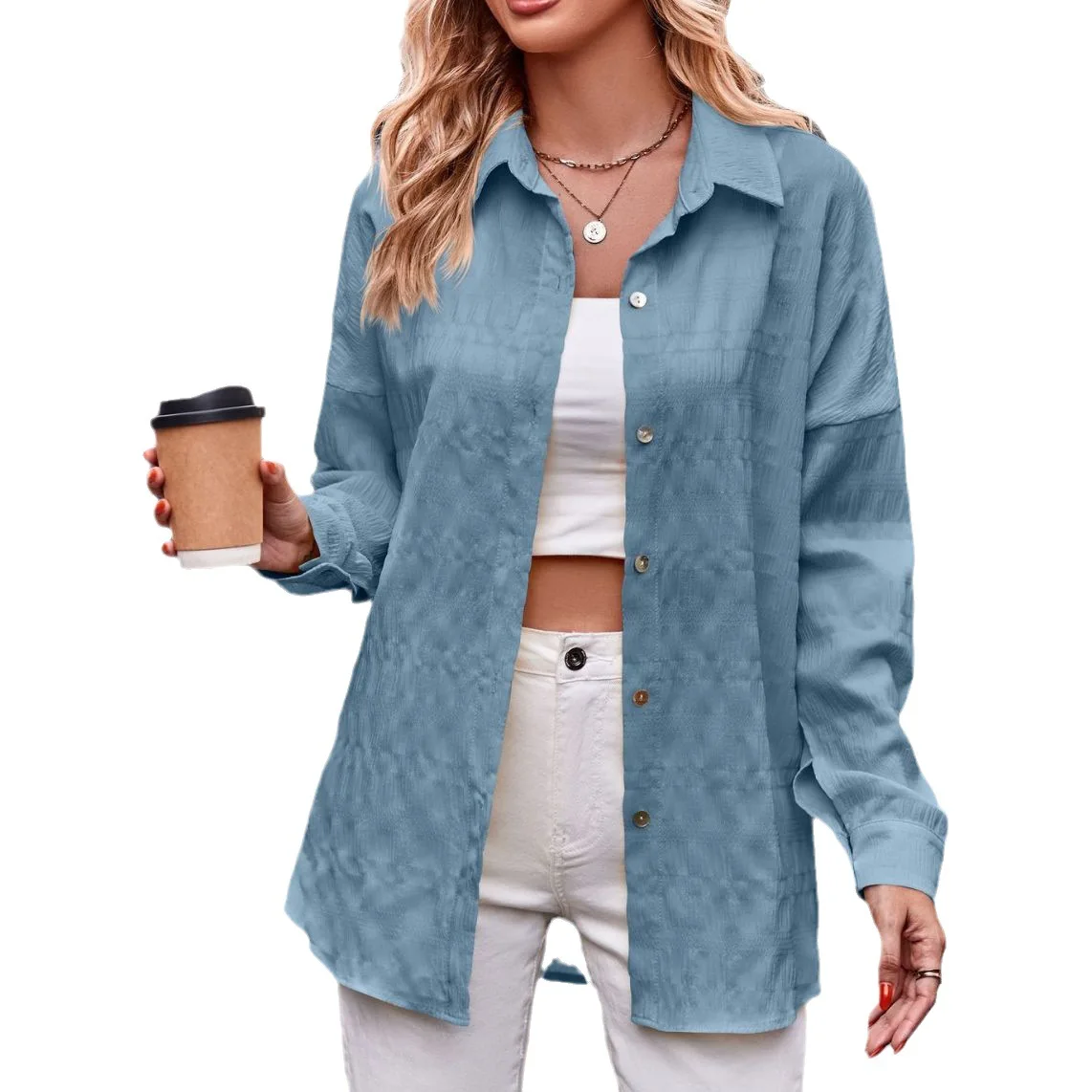 Classic Solid Shirts Women Spring Autumn Turn-down Collar Single-breasted Long Sleeve Cardigan Blouse Fashion Office Shirt Top
Classic Solid Shirts Women Spring Autumn Turn-down Collar Single-breasted Long Sleeve Cardigan Blouse Fashion Office Shirt Top