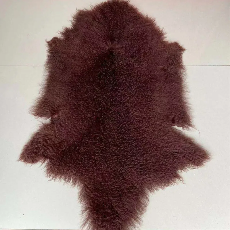 

100% Real Sheepskin Wool Mongolian Lamb Sheep Fur Pelt Long Fur Curly Fur Leather Fabric for Garment Home Carpet Decoration