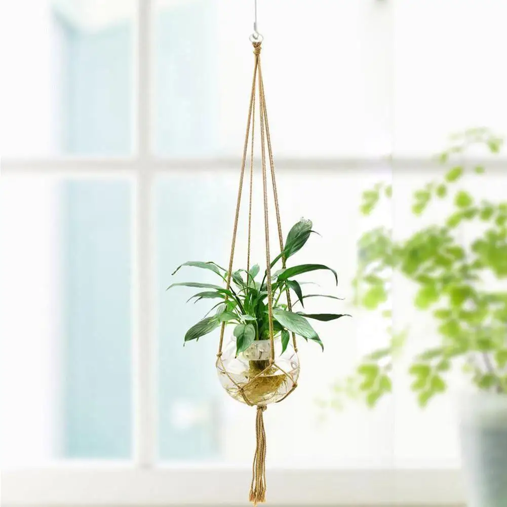 Natural Flax Macrame Plant Hanger - 35" Boho Garden Basket 15 Sc285576f04854e01b3529bf05955e093s