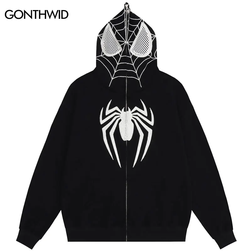 Hip Hop Spider Mask Zipper Hoodie Coat Y2K Men Embroidery Spider Web Zip Up Hooded Sweatshirt Streetwear Harajuku Punk Emo Top
Hip Hop Spider Mask Zipper Hoodie Coat Y2K Men Embroidery Spider Web Zip Up Hooded Sweatshirt Streetwear Harajuku Punk Emo Top