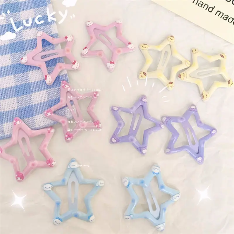Sanrio Anime Kuromi Cinnamoroll Hair Clips Colorful Star Hairpins Y2K Girls Heart Cartoon Pompompurin Hello Kitty Decoration Toy
Sanrio Anime Kuromi Cinnamoroll Hair Clips Colorful Star Hairpins Y2K Girls Heart Cartoon Pompompurin Hello Kitty Decoration Toy