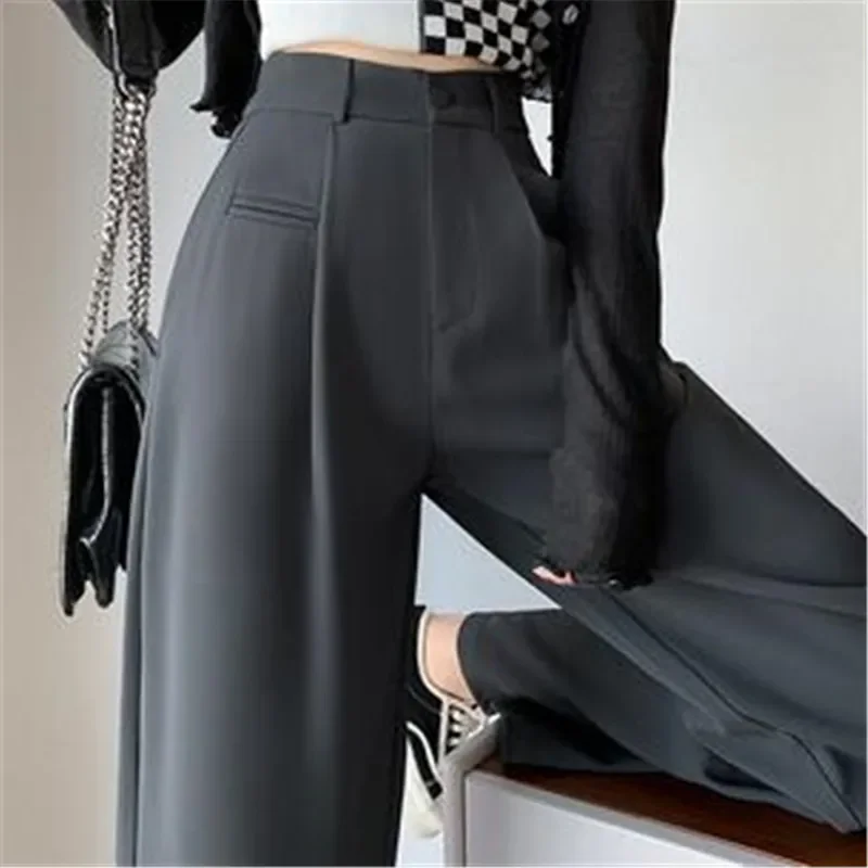 

Suit Pants for Women Spring and Autumn 2023 New High Waist Drooping Wide-Leg Pants Loose Slimming Narrow Version Mop Trousers