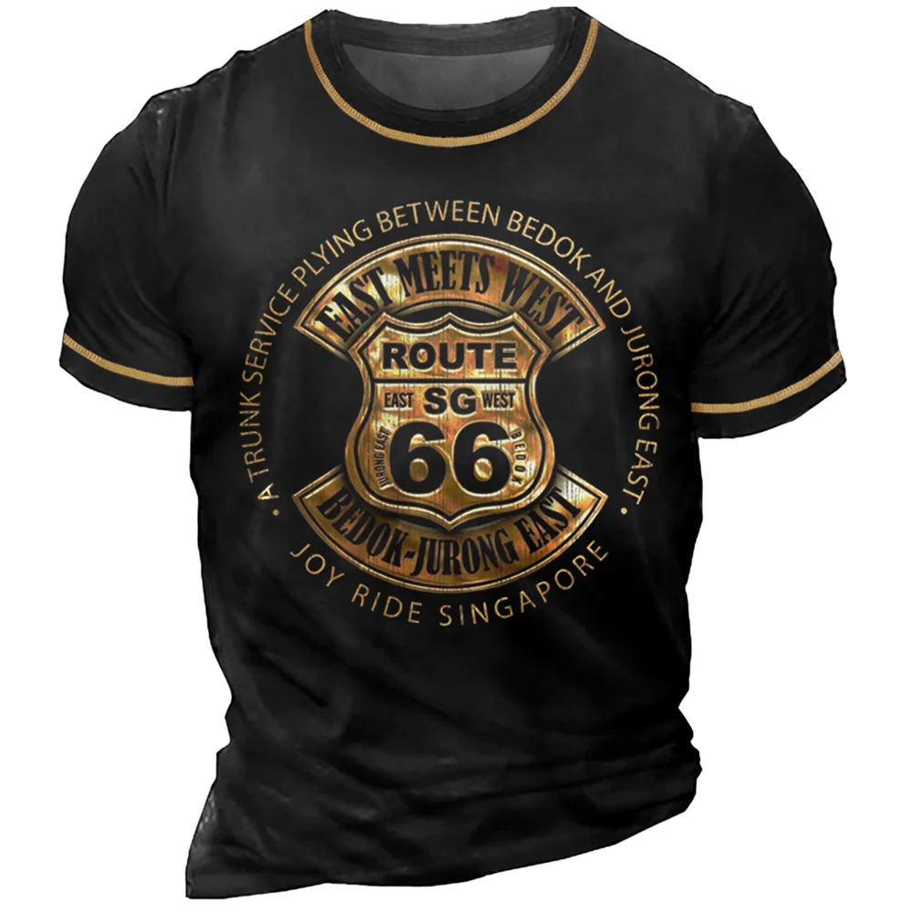 

Retro 66 Route Men's T-Shirt 3d Print Summer Short Sleeve Daily Men's Clothing Street T Shirt For Men Vintage Casual Top Tee