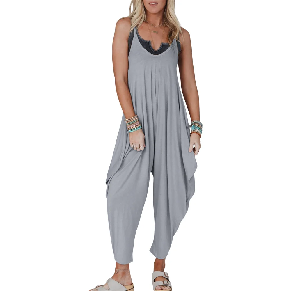 Women Jumpsuit Loose Casual Suspenders Rompers Sleeveless U Neck Backless Solid Long Jumpsuits Streetwear Summer Clothing
Women Jumpsuit Loose Casual Suspenders Rompers Sleeveless U Neck Backless Solid Long Jumpsuits Streetwear Summer Clothing