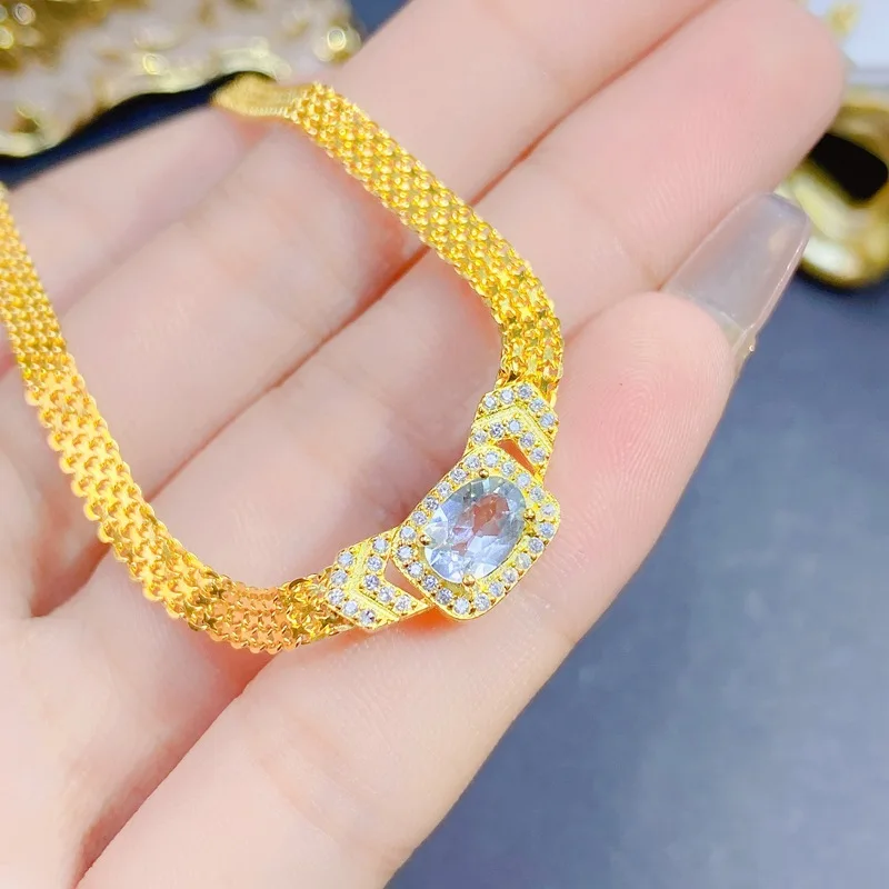 【M&T】New 925 sterling silver natural aquamarine bracelet lady bracelet adjustable party gift
【M&T】New 925 sterling silver natural aquamarine bracelet lady bracelet adjustable party gift