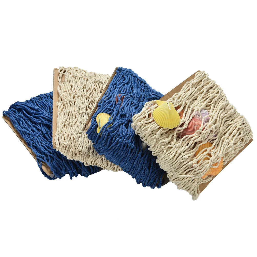 Nautical Fish Net Wall Decor - Cotton Rope with Real Seashells 1 Sc28d82e65bea4233b81db1ab4e5ee679O