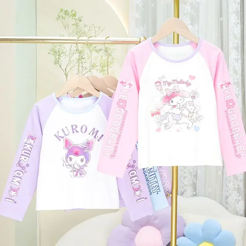 Sanrio Cinnamoroll My Melody, футболка для девочек с длинным рукавом, мультяшный аниме Kuromi, Осенние хлопковые повседневные топы с круглым вырезом, детская одежда, Новинка
Sanrio Cinnamoroll My Melody, футболка для девочек с длинным рукавом, мультяшный аниме Kuromi, Осенние хлопковые повседневные топы с круглым вырезом, детская одежда, Новинка