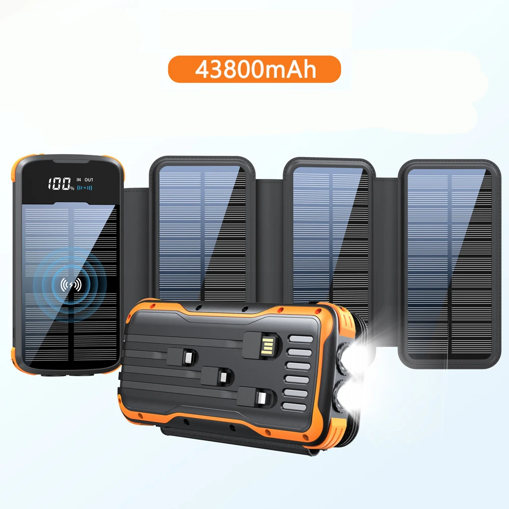 Solar Power Bank with Cable PD20W External Battery 43800mAh 10W Qi Wireles Charger for Xiaomi Huawei P30 iPhone Wireless Charger
Solar Power Bank with Cable PD20W External Battery 43800mAh 10W Qi Wireles Charger for Xiaomi Huawei P30 iPhone Wireless Charger