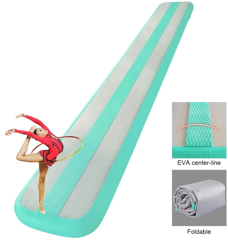

Free Shipping 5x0.4x0.2m Mint Green Gymnastics Inflatable Air Balance Beam Practice Training Track air Tumbling Mat