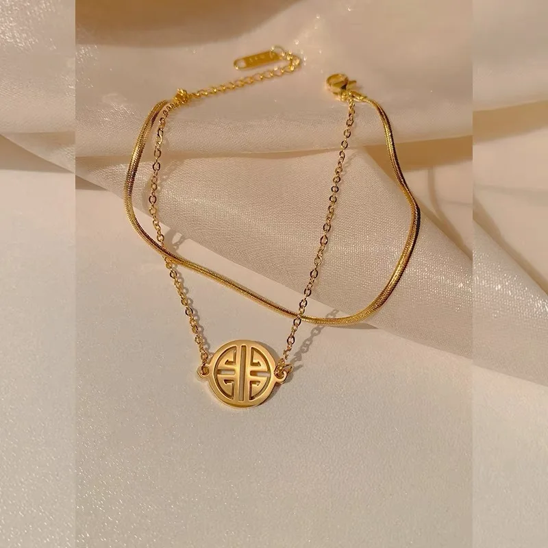 Fashion Bracelet Double Layer Chain Bracelets for Women Titanium Steel Jewelry Fine Women's Bracelet Female Jewelry Gift 2022 
Fashion Bracelet Double Layer Chain Bracelets for Women Titanium Steel Jewelry Fine Women's Bracelet Female Jewelry Gift 2022