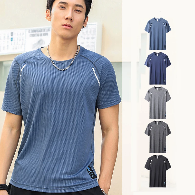 

Mens Gym Sports T-shirt Fashion Classic Breathable Sweat-absorbing Quick-dry Fitness Advanced Outdoor Short Sleeve Super Stretch