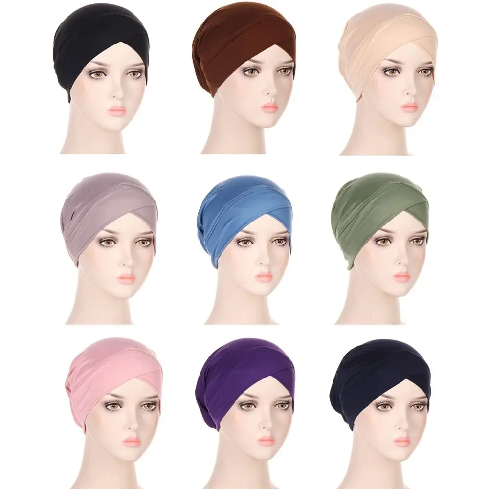 

Pleated Headwear Bonnet Head Wrap Sleep Cap Turban Hat Indian Inner Hijabs