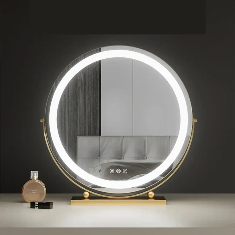 

Маленькое милое зеркало для макияжа зеркальная Ночная подставка круглая металлическая рамка светодиодные зеркала для макияжа Золотое настольное украшение для гостиной